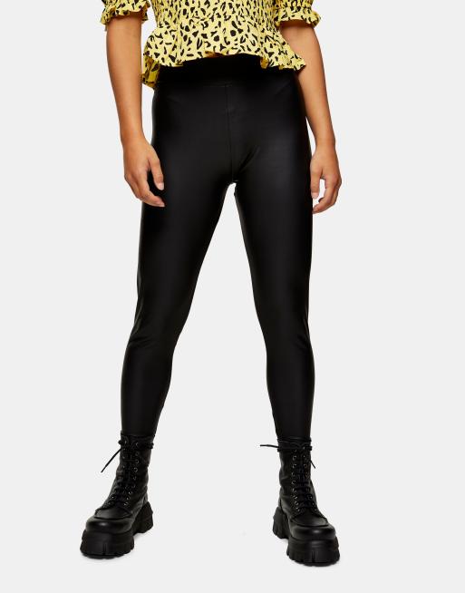 Topshop leather look legging in black, ASOS