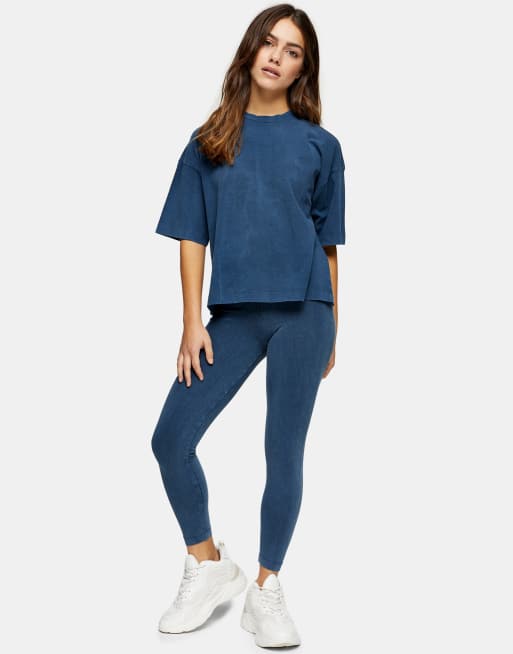 Topshop Petite - Legging délavé à l'acide - Bleu, 4 de 4