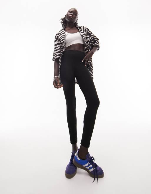 Topshop Petite - Legging épais long à taille large - Noir, 2 de 4