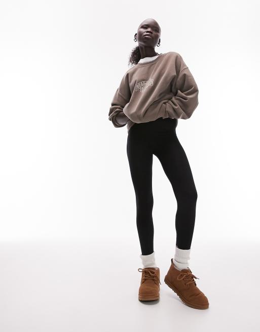 Topshop Petite - Legging met hoge taille in zwart