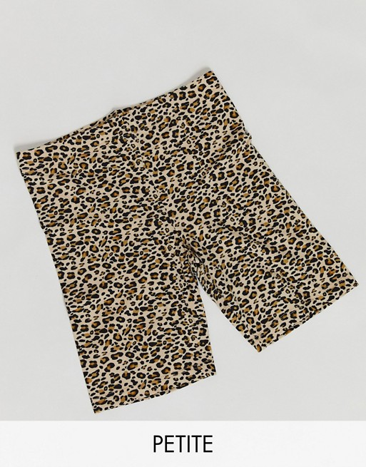 Topshop Petite legging shorts in leopard print