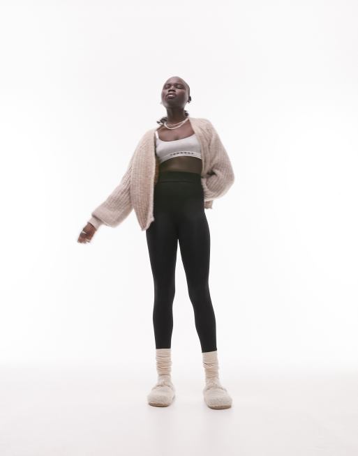 Topshop Petite - Leggings a vita alta neri, 3 di 4