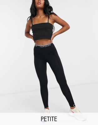 Topshop Petite stirrup leggings in black