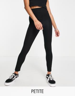 Topshop Petite - Leggings in Schwarz mit hohem Bund