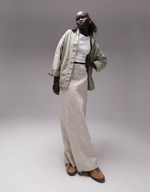 Topshop Petite – Leichte Oversize-Hemdjacke aus Baumwolle in Khaki, 2 von 4