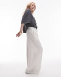 [Topshop Petite] Topshop Petite linen tie waist pants in white-Pink 14 WHITE