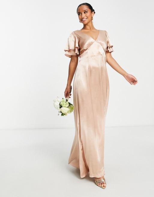 Robe Midi Topshop Rose Bébé Taille 8 - Dos Découpé, Fendue, évasée