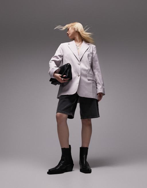 Topshop Petite – Ljuslila kavaj i rak modell, del av set , 4 av 4