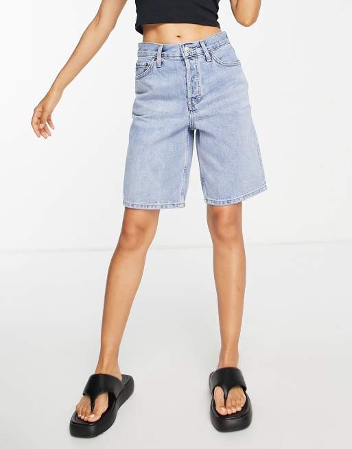 Topshop Petite long line Editor shorts in bleach ASOS