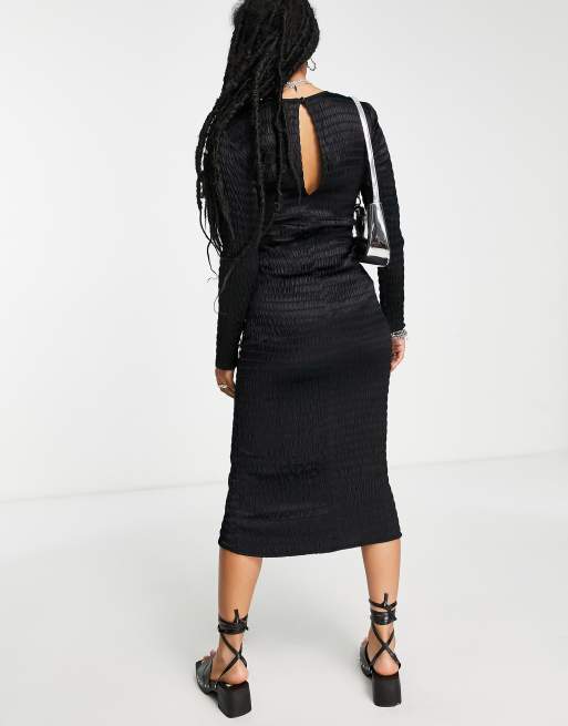 midi white a line dress for women Crew Neck A-Line Midi Dress