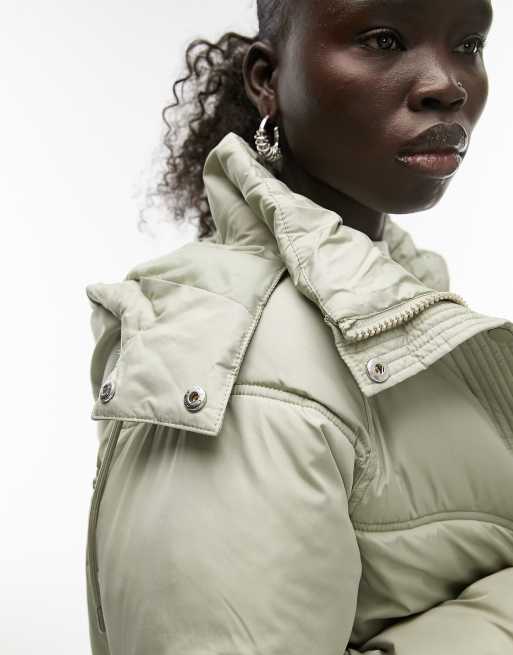 Topshop khaki puffer on sale coat