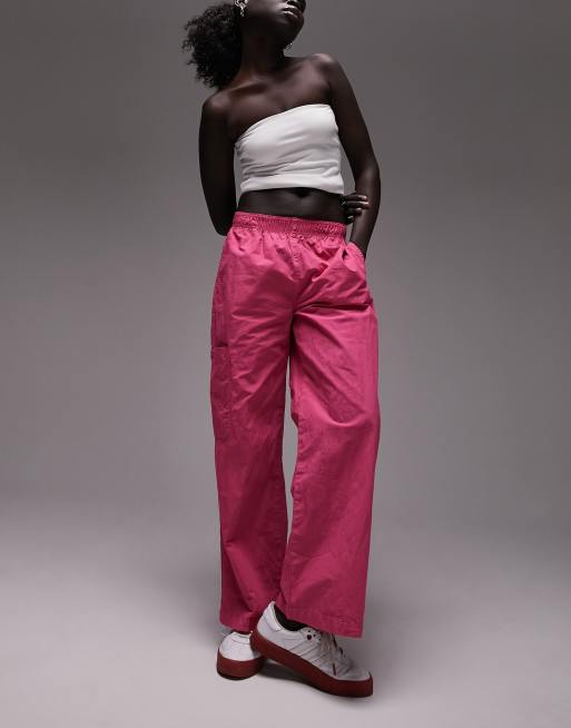 Pink Low Rise Cargo Trousers