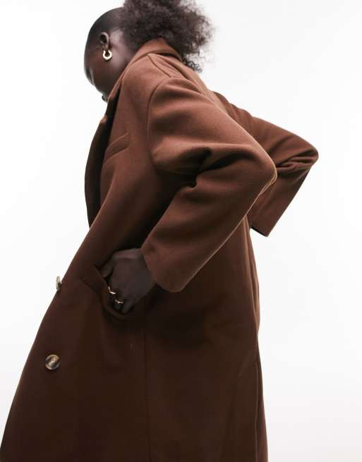 Topshop Petite - Manteau à double boutonnage - Chocolat, 2 de 4