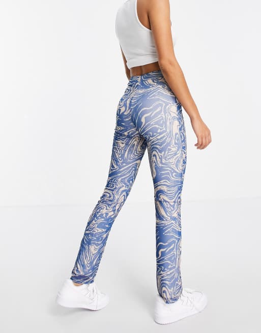 Topshop Petite marble jersey flared pants co-ord, 4 of 4