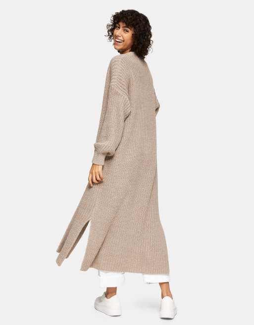 Topshop Petite maxi cardigan in stone