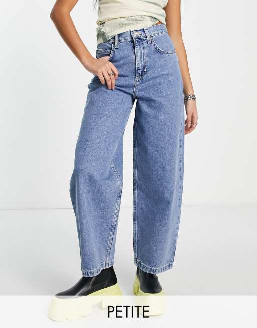 Topshop Petite – Mellanblå baggy jeans