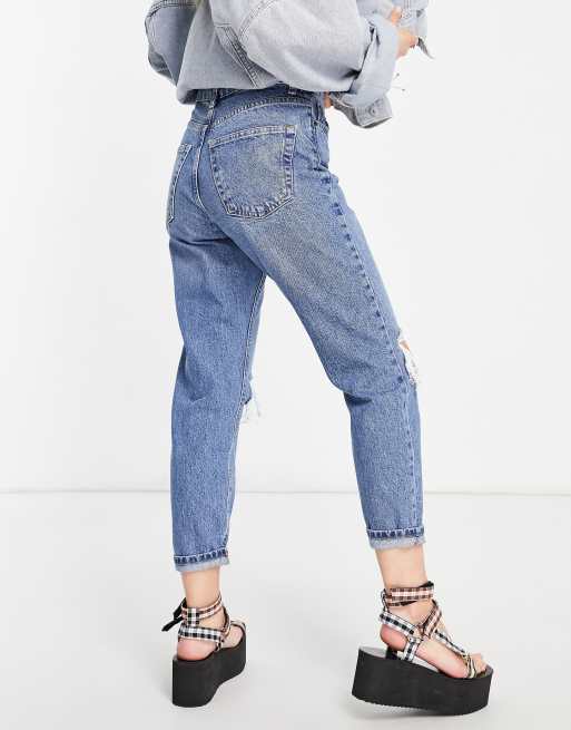 Topshop petite store ripped mom jeans