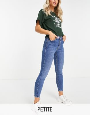 Topshop Petite Jamie Frayed Hem Skinny Jeans In Blue-blues In Blues