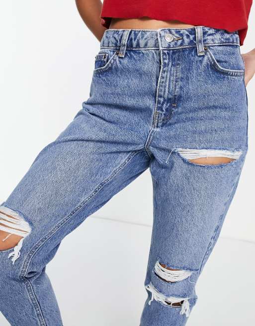 Blue ripped store jeans women's topshop