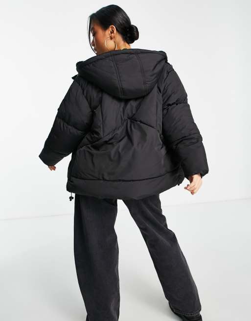 Black borg clearance lined puffer jacket