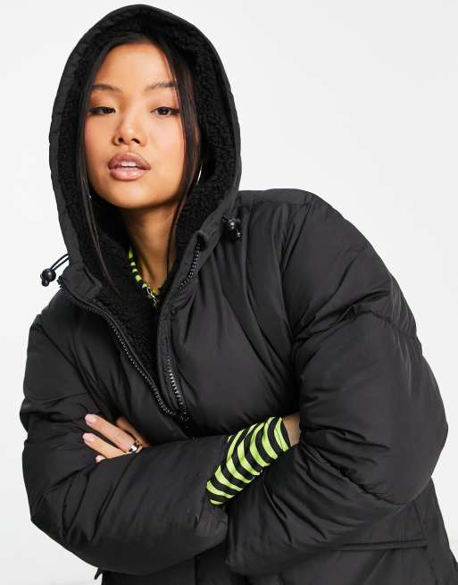 Black puffer 2024 coat topshop