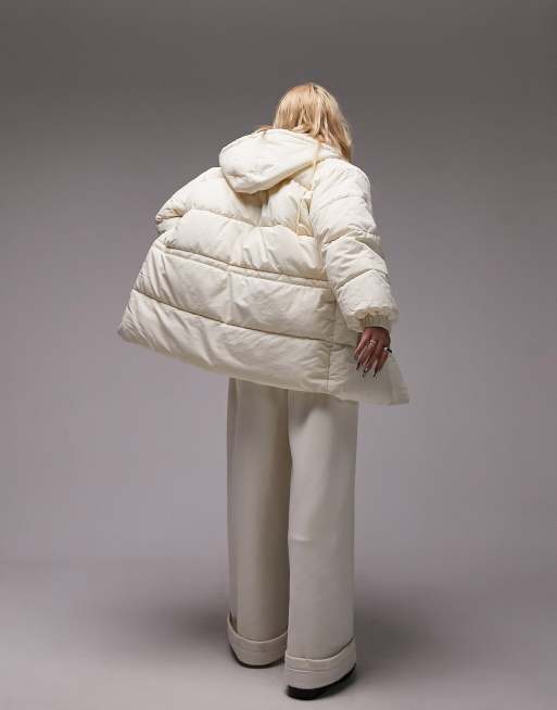 Petite White Oversized Puffer Jacket