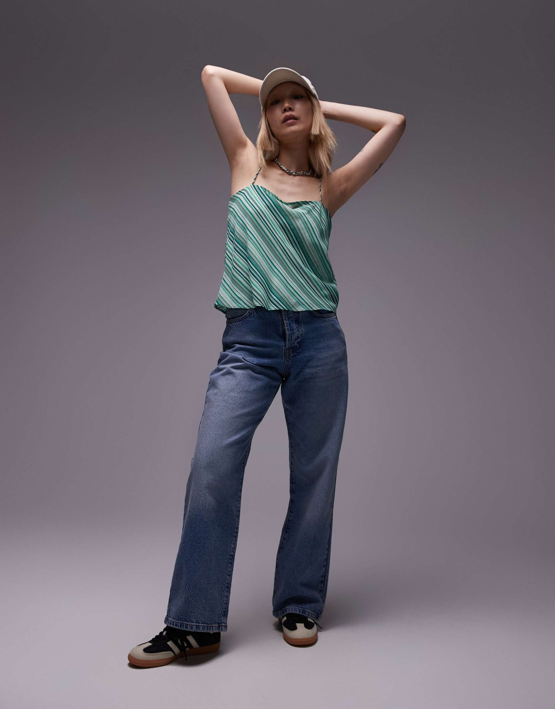 topshop petite mid rise loose fit straight jeans in mid blue