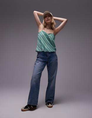 Topshop Petite Topshop Petite mid rise loose fit straight jeans in vintage blue