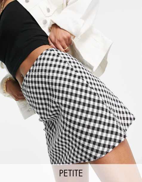 Topshop Petite - Mini-jupe à carreaux vichy - Noir et blanc - view 1