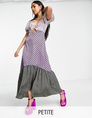 Femme Topshop Petite - Mix & Match - Robe mi-longue à motif fleuri géométrique en polyester recyclé mélangé