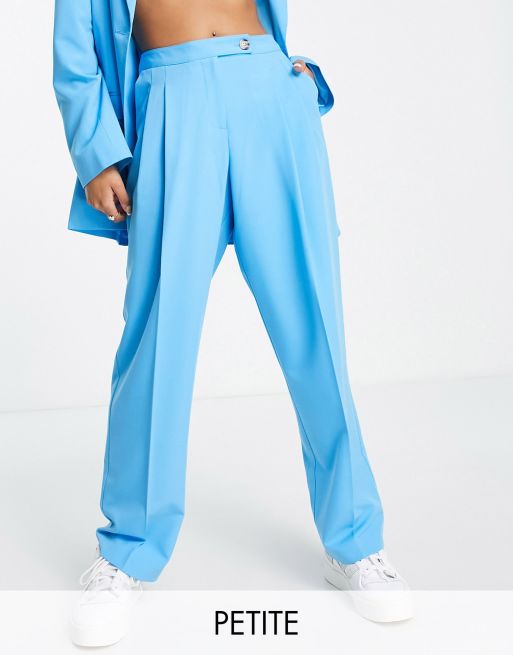 Topshop Petite – Modische Hose in Türkis mit maskulinem Schnitt, Kombiteil