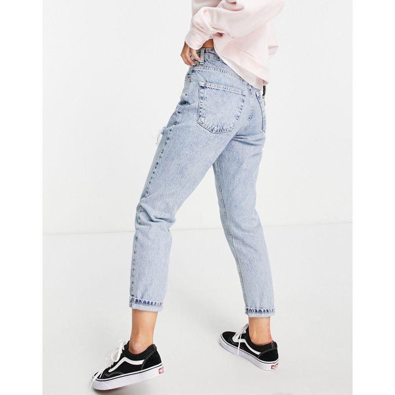 Jeans Bvh7G Topshop Petite - Mom jeans in cotone organico candeggiato con strappi 