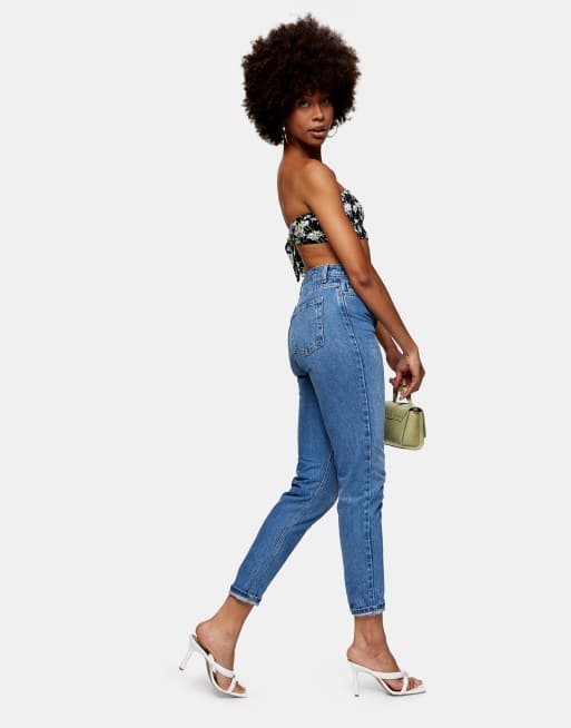 Topshop Petite – Mom-Jeans in verwaschenem Mittelblau, 2 von 4