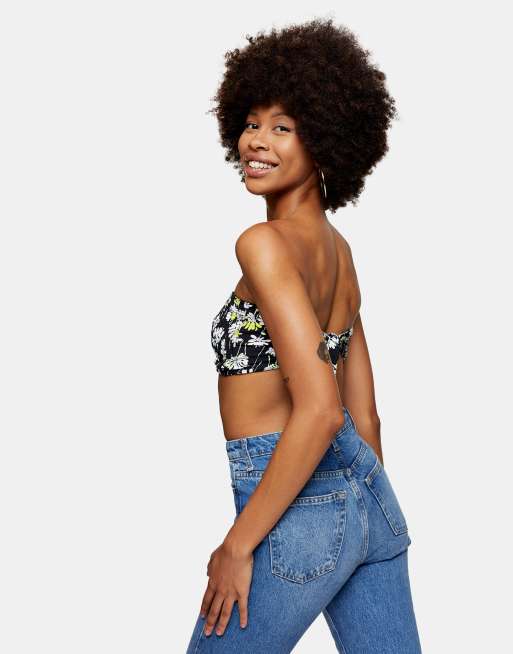 Topshop Petite - Mom jeans lavaggio blu medio, 3 di 4