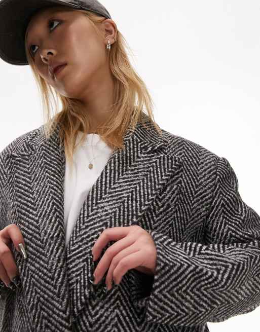 Topshop Petite - Multifarvet blazer-frakke med tekstur, 4 af 4