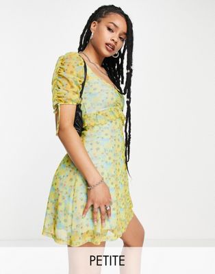 neon floral mini tea dress in multi