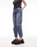 Topshop Petite Original high rise mom jeans in mid blue