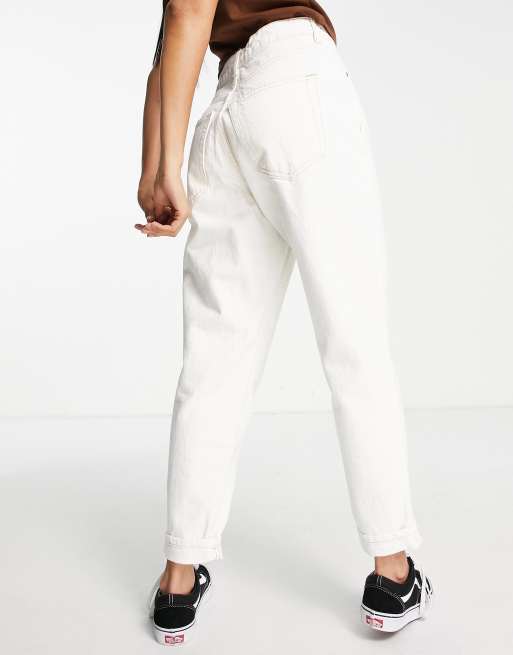Topshop Petite Original high rise mom jeans in off white, 2 of 4