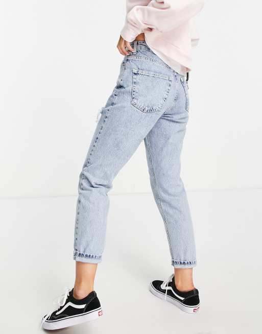 Topshop Petite Original Mom high rise rip jean in bleach, 2 of 4