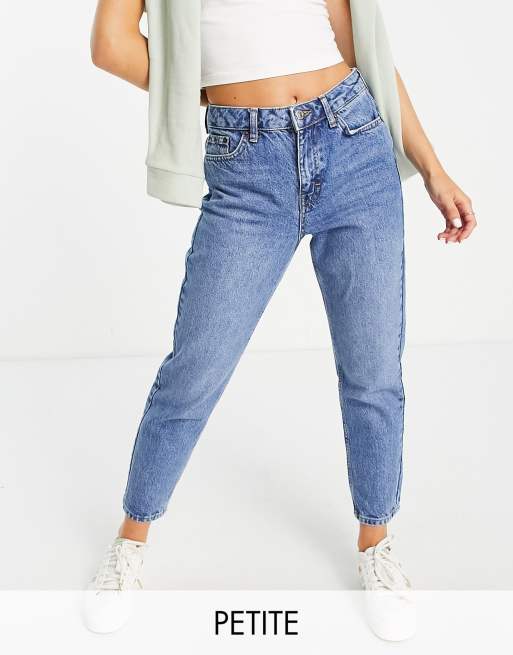 Topshop - Petite - Original - Mom jeans in middenblauw