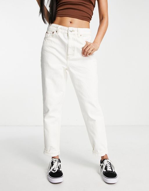 Topshop Petite Original mom jeans in off-white
