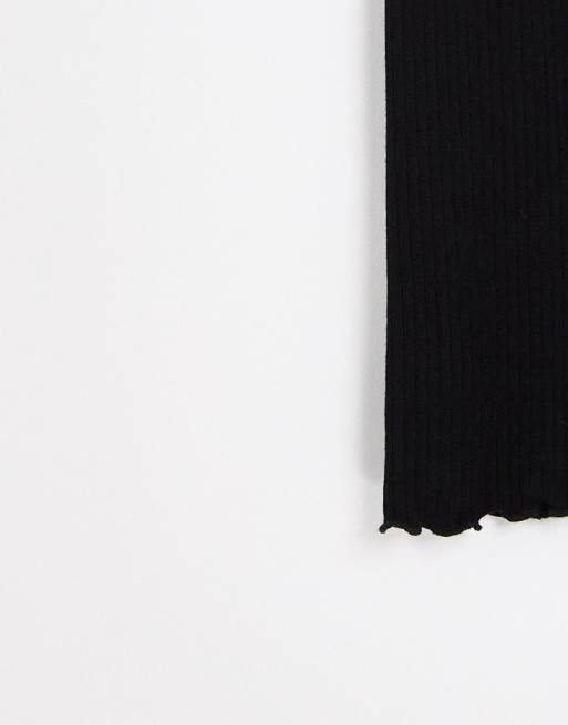 Topshop Petite outside seam funnel top in black , 4 of 4