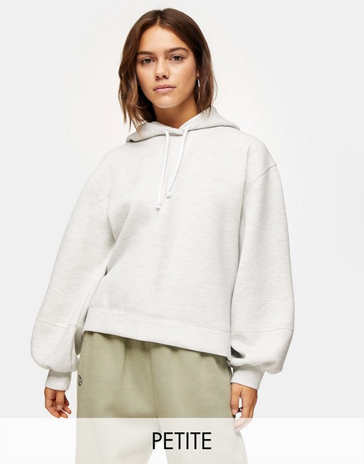 Topshop Petite over-sized hoodie in light grey marl