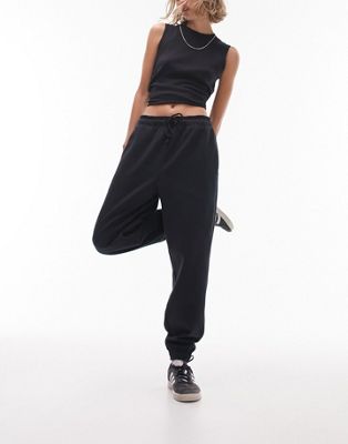 Topshop Petite oversized cuff jogger in washed black