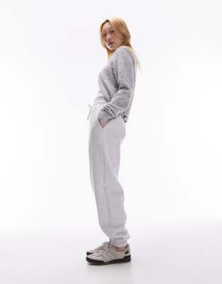 Topshop Petite Oversized Cuffed Sweatpants In Gray Heather