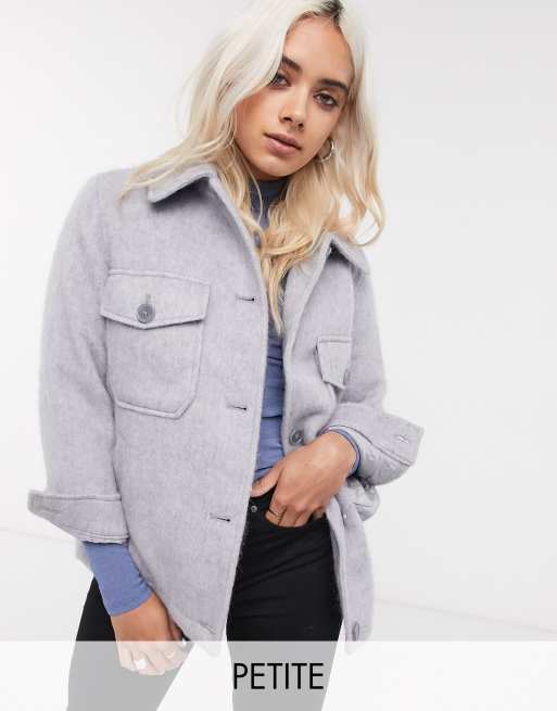 Topshop Petite oversized jacket in light grey