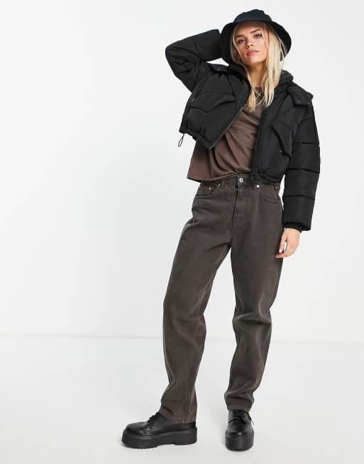 Cropped puffer store jacket topshop