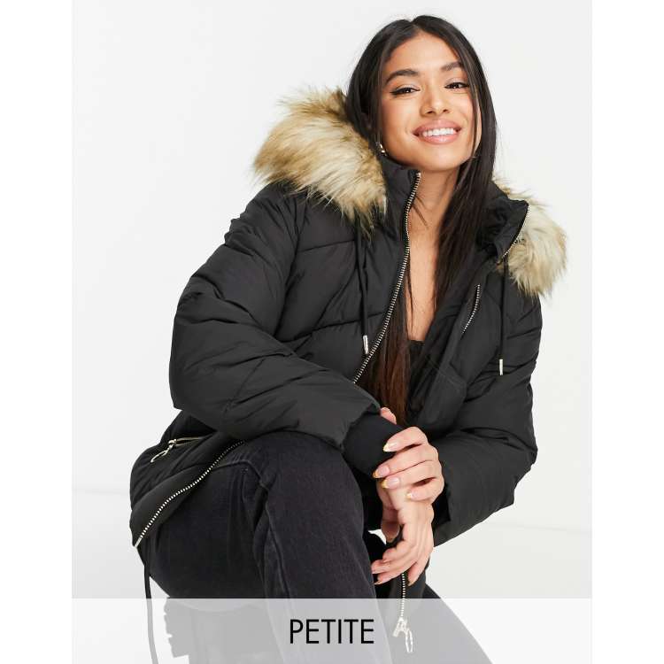 Black Faux Fur Hood Coat | vlr.eng.br