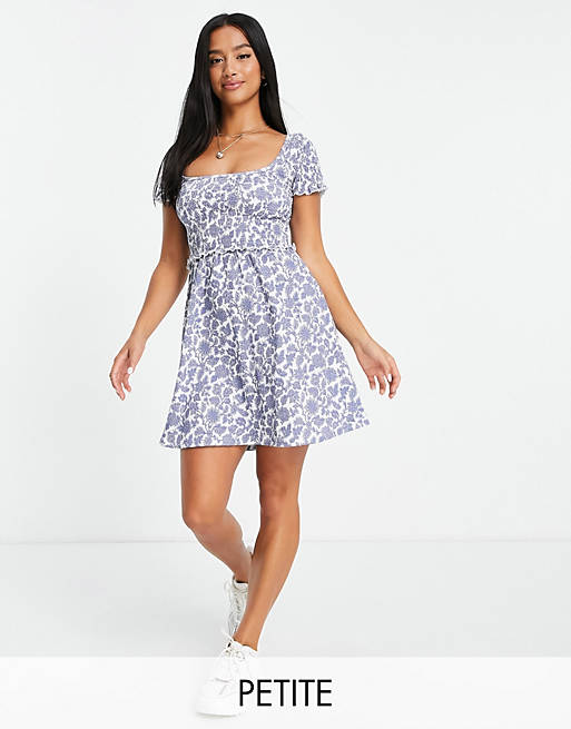 Topshop Petite paisley floral ruched jersey dress