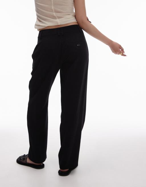 Topshop Petite - Pantalon boutonné en lin à taille basse - Noir, 4 de 5